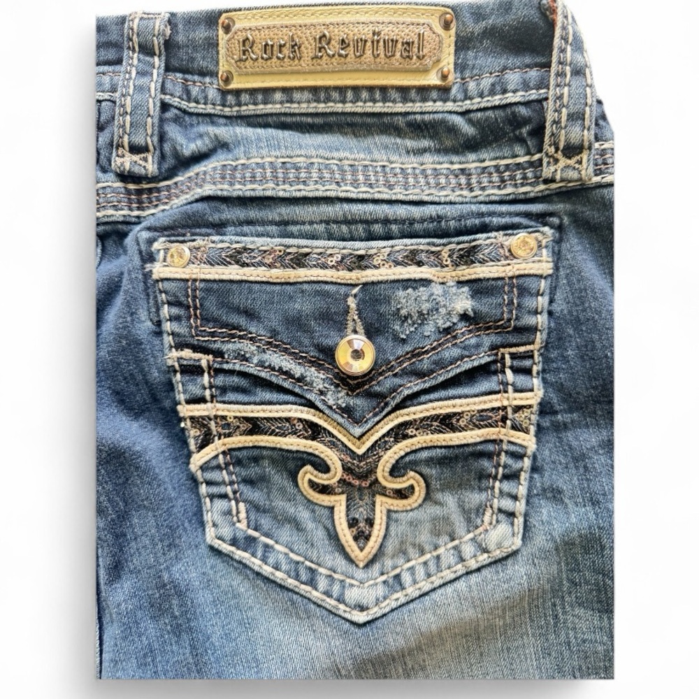 Rock Revival Easy Boot Jeans, Shaina 33 with Orange Accents 33